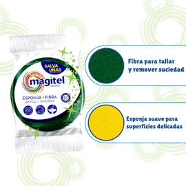 Magitel Esponja Redonda Cuida Uñas Doble Uso 24 Unidades - Fibra Magital no raya, Ideal para limpieza diaria, Esponja multisuperficies cuida uñas, Paquete 24 unidades