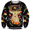 Arvilhill Mens Ugly Reindeer Bell Christmas Sweatshirt Tacky Funny Sweater