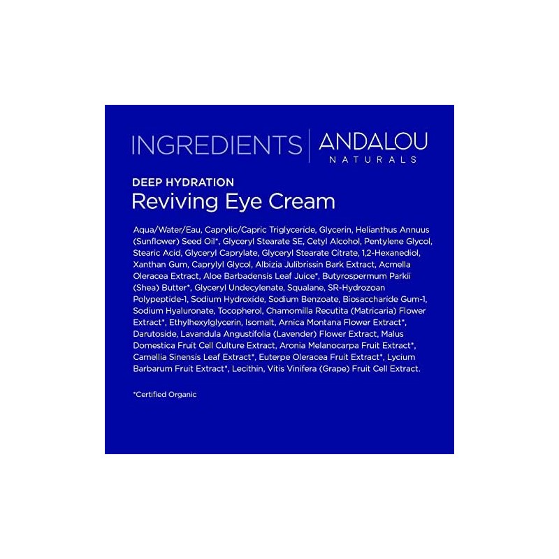 Andalou Naturals Deep Hydration Reviving Eye Cream, 0.45 Oz