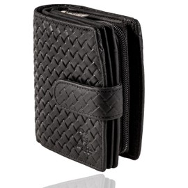 MATADOR Valencia Leather Purse Women's Medium Size with Elegant Gift Packaging Leather Purse Women's Medium Purse Women's RFID Purse Women's Leather Purse Women's Medium Size, Braided Black, Classic