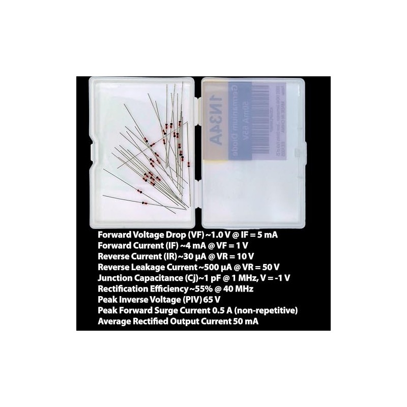 EEEEE 1N34A Germanium Diode (25pcs) 1N34 50mA 65 Volt 65V