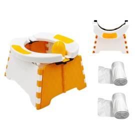 Lvpradior Portable Potty for Toddler Travel, Foldable Potty Training Seat for Boys Girls with 60pcs Trash Bag, Toddler Potty Chair for Home, Car, Outdoor Travel, Picnic, Beach (Orange)