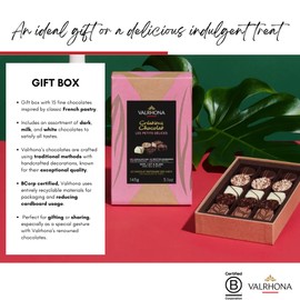 Valrhona Assortment of 15 Gourmet Petits Bon Bons in Dark, Milk & White. Inspired from French pastries: Millefeuille, Crème caramel, Fondant au chocolat, praline meringue, Paris-Brest 145g (Pack of 1)