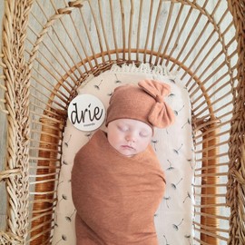 DRESHOW Newborn Receiving Blankets Cotton Warm Sleepsack with Mittens&Bow Hats Hospital Baby Swaddling