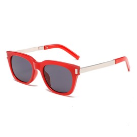 WDZAYXC Retro Rectangle Sunglasses for Men and Women Trendy Retro Sunglasses, UV400, Red Grey