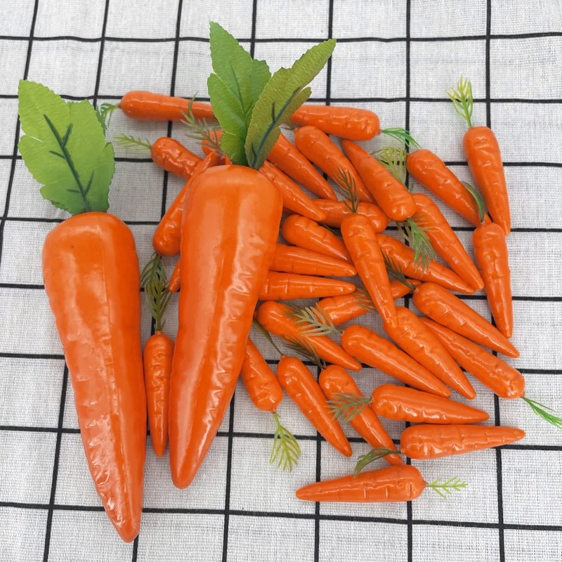 Laiiqi 35Pcs Artificial Carrots,Fake Mini Easter Carrots,Lifelike Foam Carrot Plastic
