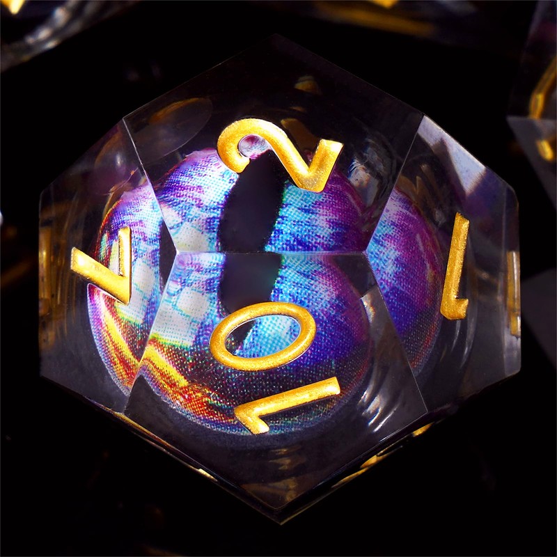 DND Dice Set, 7-Piece Moving Dragon Eye Polyhedral Resin Dice