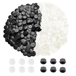 DANUDON 300PCS Buckle Plastic Button, Shoe Charm Buttons Black and Transparent Wristband Charms Back Ornament Round Buttons DIY Shoes Charm Accessories for Flat Shoe Charms