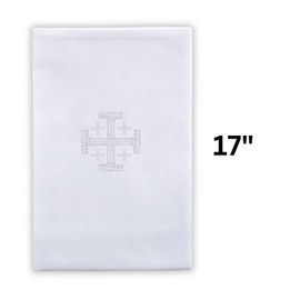 Trinity Church Supply Jerusalem Cross Embroidered Lavabo Towel Set - Pure Linen, Absorbent, 11x17, for Liturgical Use - Pack of 4