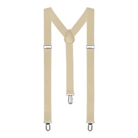 Boolavard Braces/Suspenders One Size Fully Adjustable Y Shaped with Strong Clips (Beige)