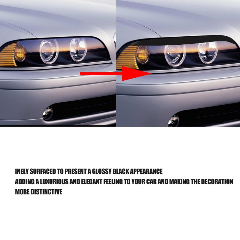 2 Pcs Headlight Eyebrow Glossy Black Trim Front Left Right