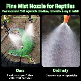 Reptile Mister Nozzles - T Double Misting Assembly, 1/4'' Misting Nozzles for Terrarium, Paludarium, Vivarium, Plants, Amphibians, and Reptile Tanks