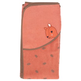 Sterntaler Baby Girl Bath Towel Baby GOTS Enna - Bath Poncho Baby Hooded Towel Bath Towel Children with Squirrel Motif - Organic - Coral