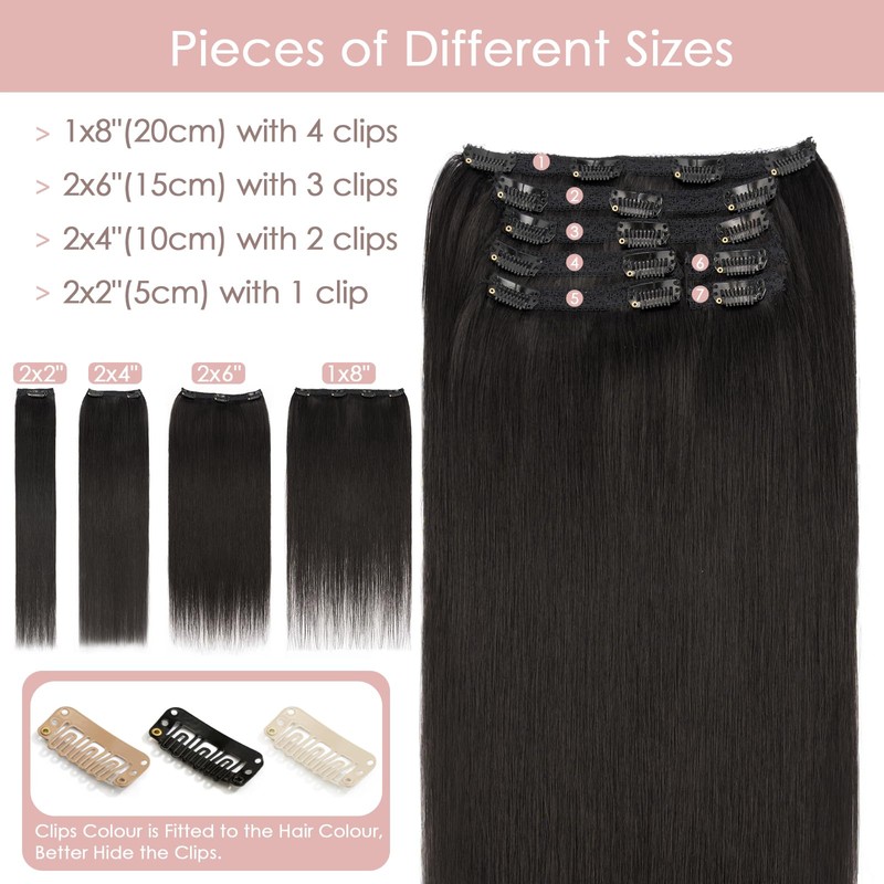 Silk-co Clip in Hair Extensions Real Human Hair Remy Double