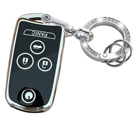 TAPAYICA for Acura Key Fob Shell Remote Key Fit for Acura MDX Acura RDX Acura TL Acura TSX Acura ZDX Honda Accord (4 Buttons Black-Silver)