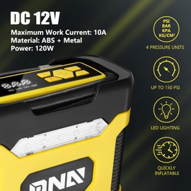 ‎DNA MOTORING TOOLS-00211 Yellow 12V DC Digital Tire Inflator Portable Air Compressor with Pressure Gauge for Cars, Bicycles, Motorcycles,Balls