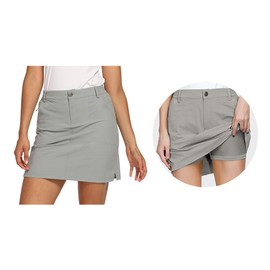 CQC Women's Outdoor UPF 50+ Golf Skort Casual Active Skirts Build-in Shorts with Pockets Gray XL