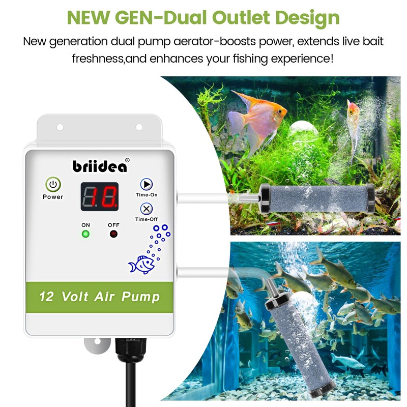 briidea New Generation, Aerator for Bait Bucket, 12 Volt Livewell