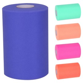 Tanstic 1Pcs Royal Blue Tulle Fabric Roll, 6 Inch x 100 Yards Tulle Ribbon Fabric Spool Fabric Roll for DIY Tutu Bow, Birthday Party Wedding Decorations