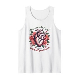 Trust in The Lord Christian Verse Floral Heart Tee Tank Top