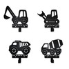 Xedatric 4 Pieces Construction Vehicles Silhouette Shape Metal Wall Hooks