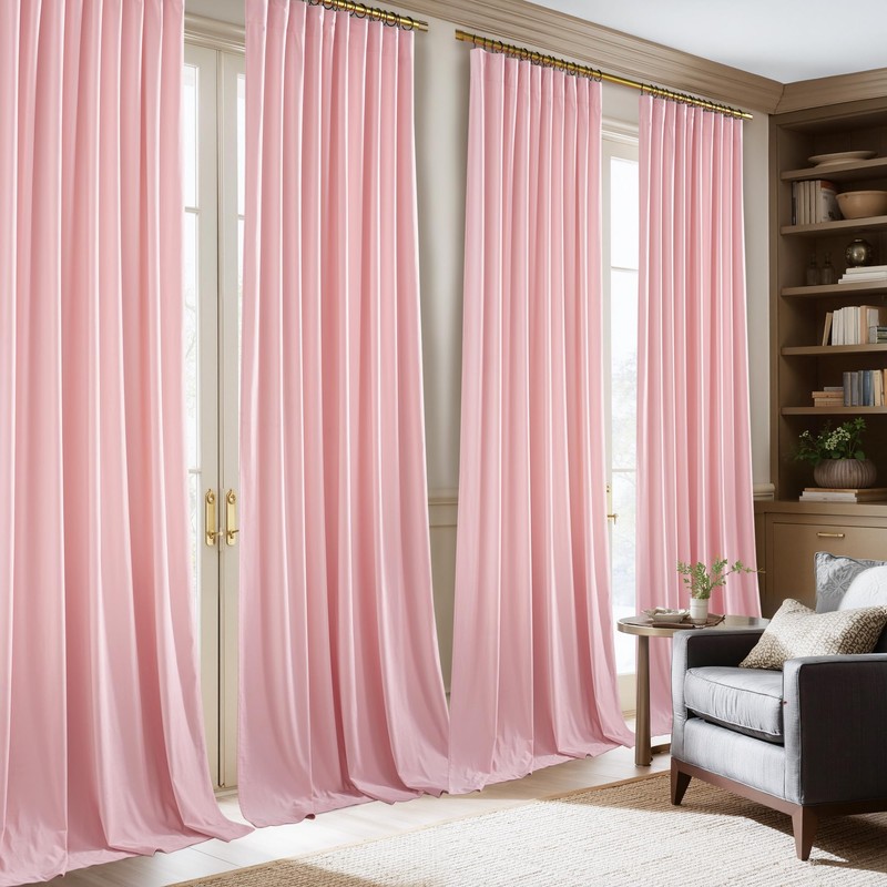 NICETOWN Pink Velvet Curtains 84 inch Long 2 Panels for