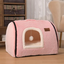 cat Bed cave-cat beds for Indoor Cats,Soft and Comfortable Cute Pet Bed，cat House,with Removable Washable Cushioned Pillow,Enclosed cat Bed,Kitty cat hut、Hideaway,Small Large Dog Tent (Grey)