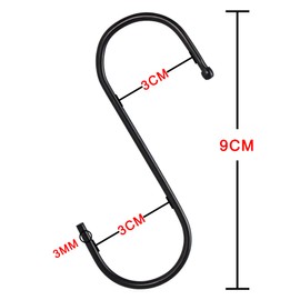 D-BUY 30 Pack 3.5 inch S Hooks Heavy Duty S Hooks Plants Hooks S Hooks for hangings Outdoor Hooks Light Hooks Cup Hooks Large Hangers for Kitchen, Bathroom, Bedroom and Office (Black)