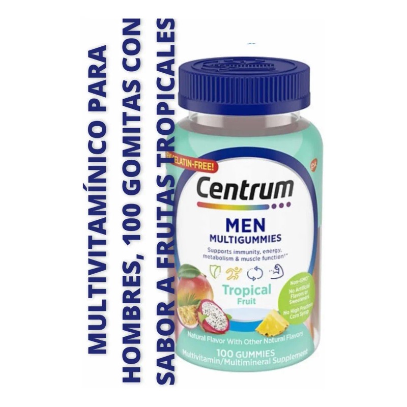 Multivitaminico Centrum Men Hombre Sabor Tropical 100 Gomas Frutas Tropicales