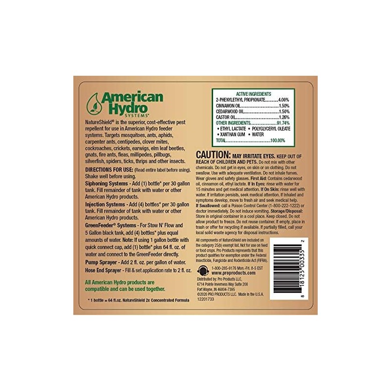 American Hydro Systems NatureShield Insect and Pest Repellent, Outdoor Bug
