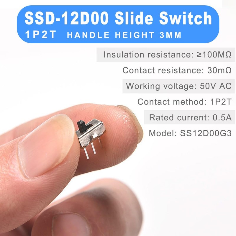 DAOKAI Mini Micro Slide Switch SPDT High Knob Vertical Slide