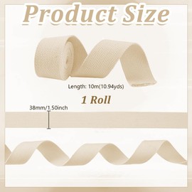 AHANDMAKER 11 Yards Heavy Polycotton Webbing White Webbing Straps 1.5 Inch Weave Straps for Bag Handles Tote Bag Cloth Belt Arts and Crafts Making Outdoor Supplies