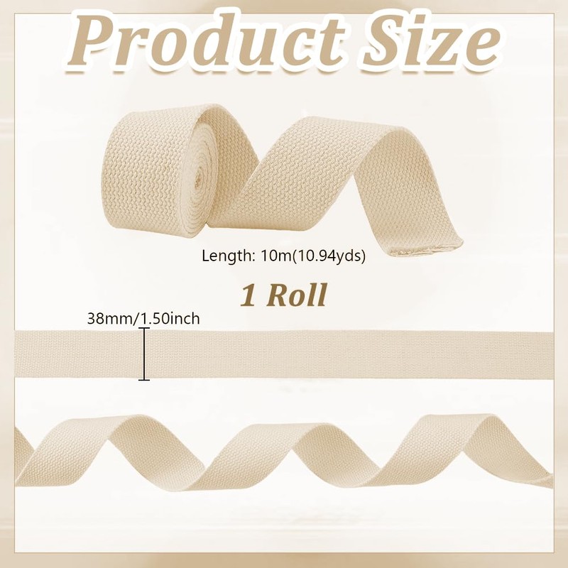 AHANDMAKER 11 Yards Heavy Polycotton Webbing White Webbing Straps 1.5