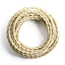 25ft Fabric Cloth Covered Lamp Twisted Wire,PRUNLLA Vintage 18/2 Industrial Electrical Cord,18-Gauge Antique Style for Retro Lamp,DIY Projects (Ivory)