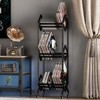 3 Tier Vinyl Record Storage Rack, Mobile Black Metal LP