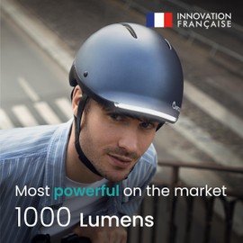 Overade Life Helmet for Bikes and e-Scooters, with Powerful Front/Rear Lighting - Flashing Function - One Size fits All (Deep Blue)