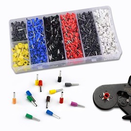 Wenrescry 1800 Piece Wire End Ferrules Set, Cable End Ferrules Insulated Assortment 0.5-10 mm², Colourful Insulated Wire End Ferrules Made of Tin-Plated Brass Inserts for Wire Connections