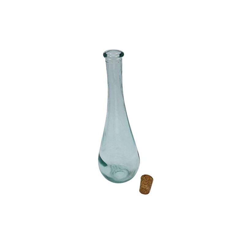 Green Glass Bottle from Spain Teardrop Shape Bottle with Cork