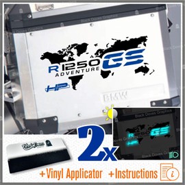 2pcs Sticker R1250GS HP Adventure Compatible for Motorcycle R1250 GS HP R 1250 HP Touratech y GIVI Trekker Outback 37L 48L (Black/Blue)