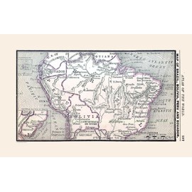Maps of the past Historic Map - Brazil Bolivia Peru Ecuador - Alden 1886 - 35.83 x 23 - Matte Art Paper