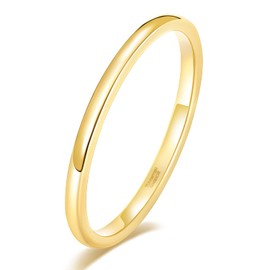 SHINYSO 2mm Thin Tungsten Wedding Band Rings for Women Gold High Polished Comfort Fit Size 4.5