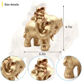 Irayin Elephant Statue - Elephant Ornament with Two Calves, Gold Gift for Women, Mom, Home Decor