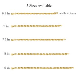 MELELIFE Gold Bracelets for Men & Women Layer Rope Chain Bracelets 4.5mm Dainty Gold Bracelet Mens Bracelet Gold Jewelry Presents 6.5-9 in