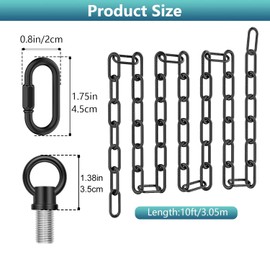 garini 2 Pack 10 Feet Industrial Black Light Fixture Chain, Adjustable Metal Pendant Chandelier Chain Extension with Detachable Link, Maximum Load is 66 Pounds