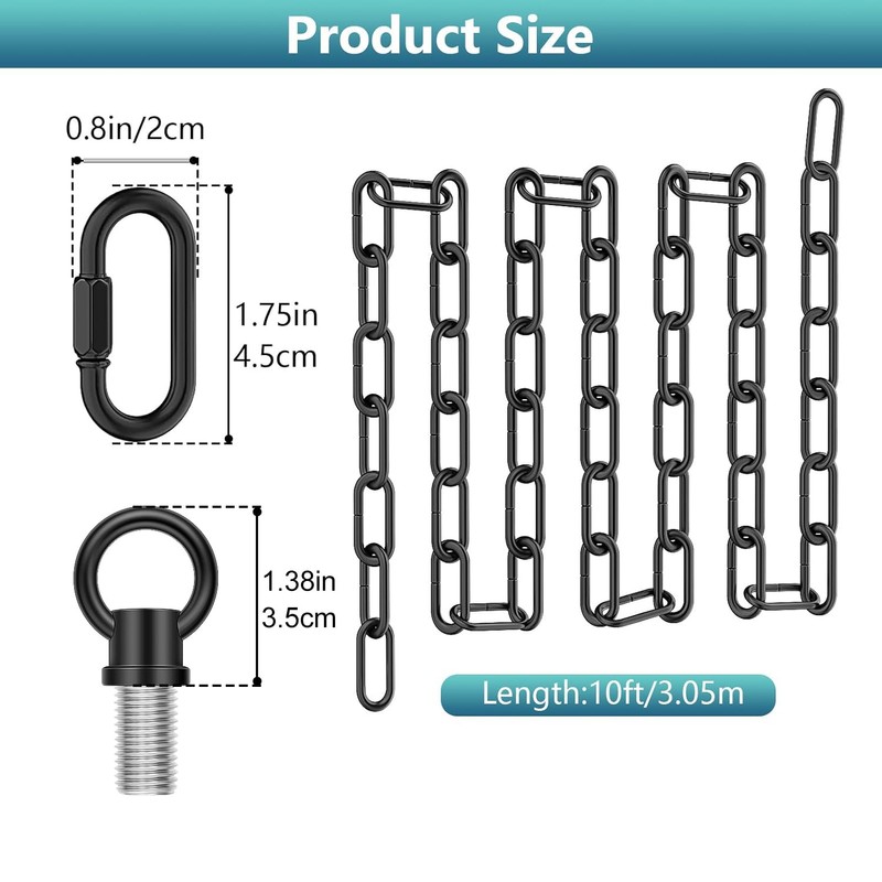 garini 2 Pack 10 Feet Industrial Black Light Fixture Chain,