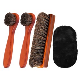 Pack of 4 Horse Hair Brush, Horse Hair Shoe Brush, Horse Hair Boot Brush, High Gloss Polishing Brush, Suede Shoe Brush, Suitable for All Types of Shoes, Sofas, Car Seats, etc.