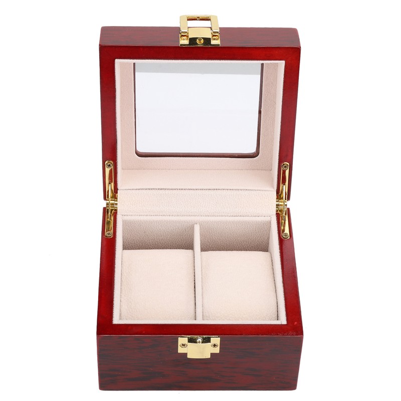 2 Grid Wooden Watch Display Box Watch Storage Holder Gift