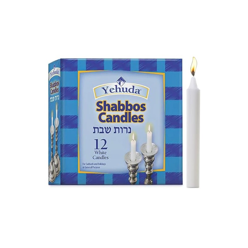 Yehuda Shabbat Candles (12 Candles), fits all standard candlesticks, Elegant