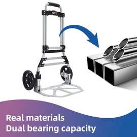 RJTEK 【Upgraded Version】 Folding Hand Truck and Dolly 220lb Capacity, Telescoping Handle, Heavy-Duty Luggage Trolley Cart Lightweight, Hand Cart and Dolly Ideal for Home, Auto, Office,Travel Use…