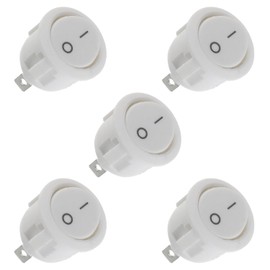 HUAREW Rocker Switch ON/OFF KCD1 Mini Round Rocker Switch SPST 2Pin Snap-in Latching with Wires Pre-Wired AC 6A/250V 10A/125V for Car Boat (Pack of 5)
